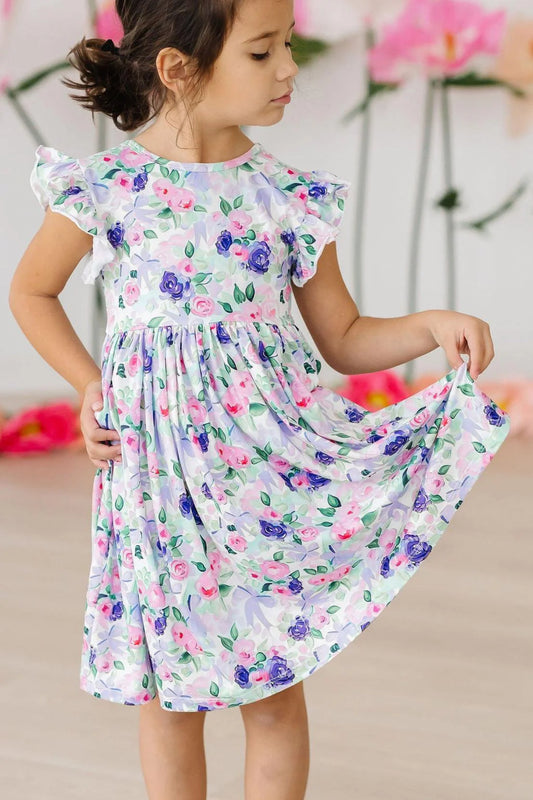 Mila & Rose Lavender Lover Flutter Sleeve Twirl Dress