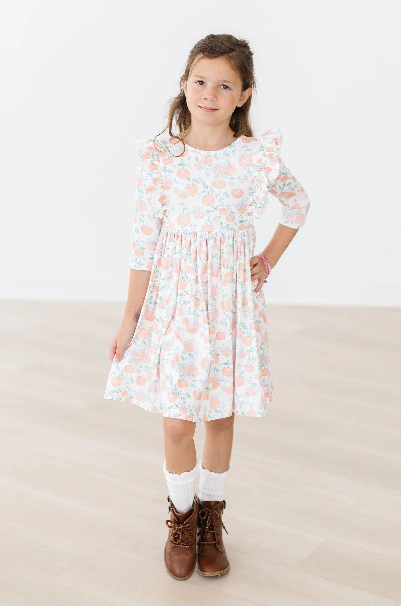 Mila & Rose Pretty Pumpkins Ruffle Twirl Dress