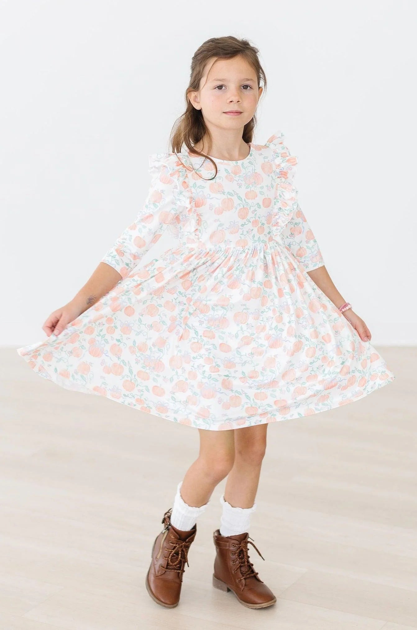 Mila & Rose Pretty Pumpkins Ruffle Twirl Dress