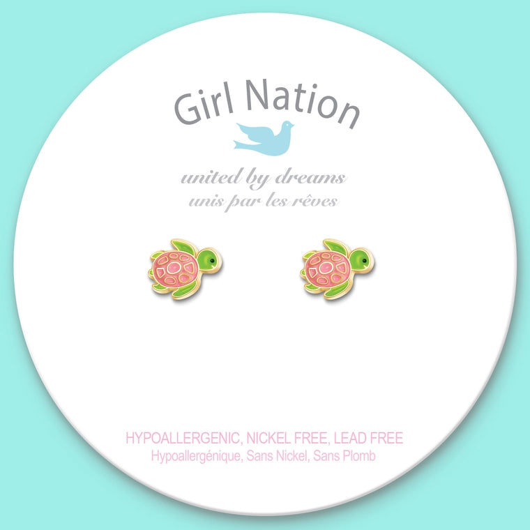 Girl Nation Cutie Stud Earrings - Turtle-y Awesome