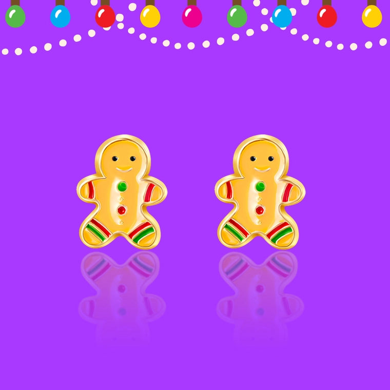 Girl Nation Cutie Stud Earrings - Gingerbread Man