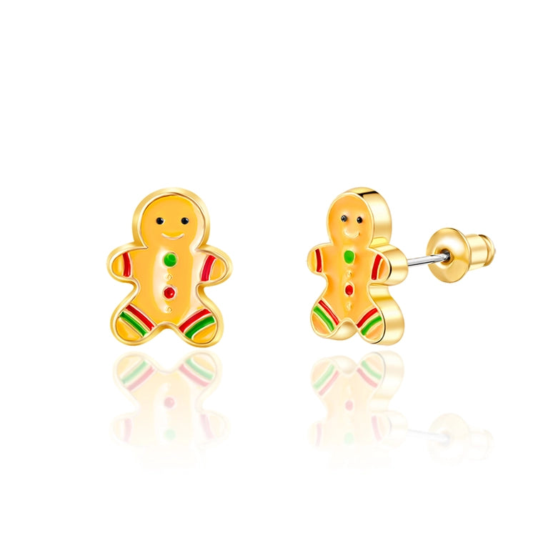 Girl Nation Cutie Stud Earrings - Gingerbread Man