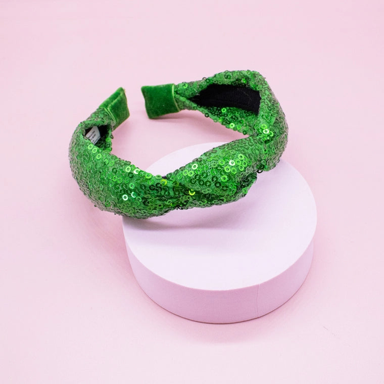 Frog Sac Sparkly Sequin Knot Headband - Green