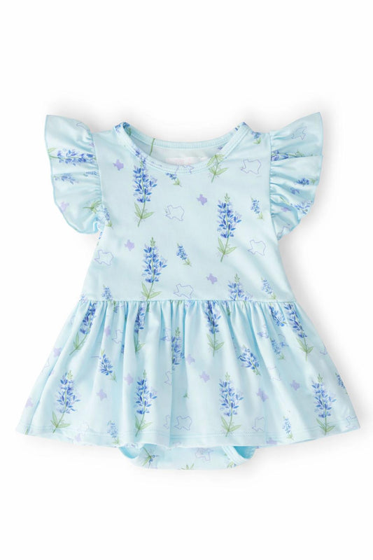 Mila & Rose Texas Bluebonnets S/S Flutter Twirl Bodysuit