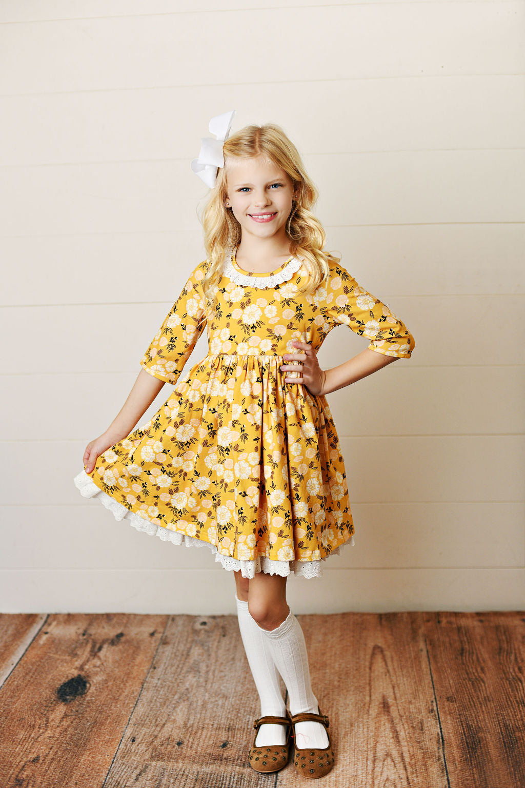 Serendipity Clothing Golden Floral Eyelet Dress