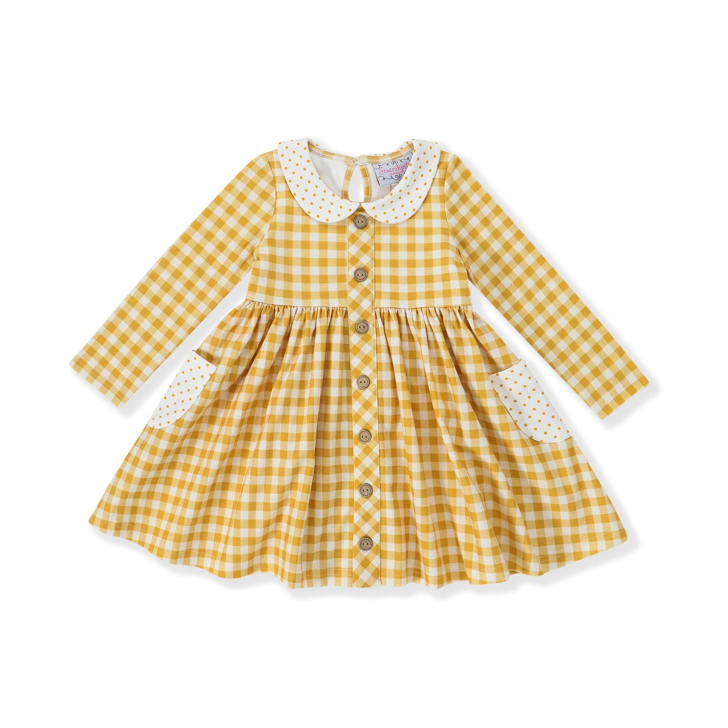 Serendipity Clothing Golden Floral Gingham Pocket Dress