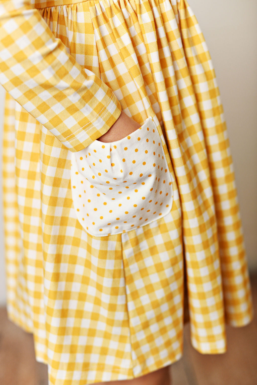 Serendipity Clothing Golden Floral Gingham Pocket Dress