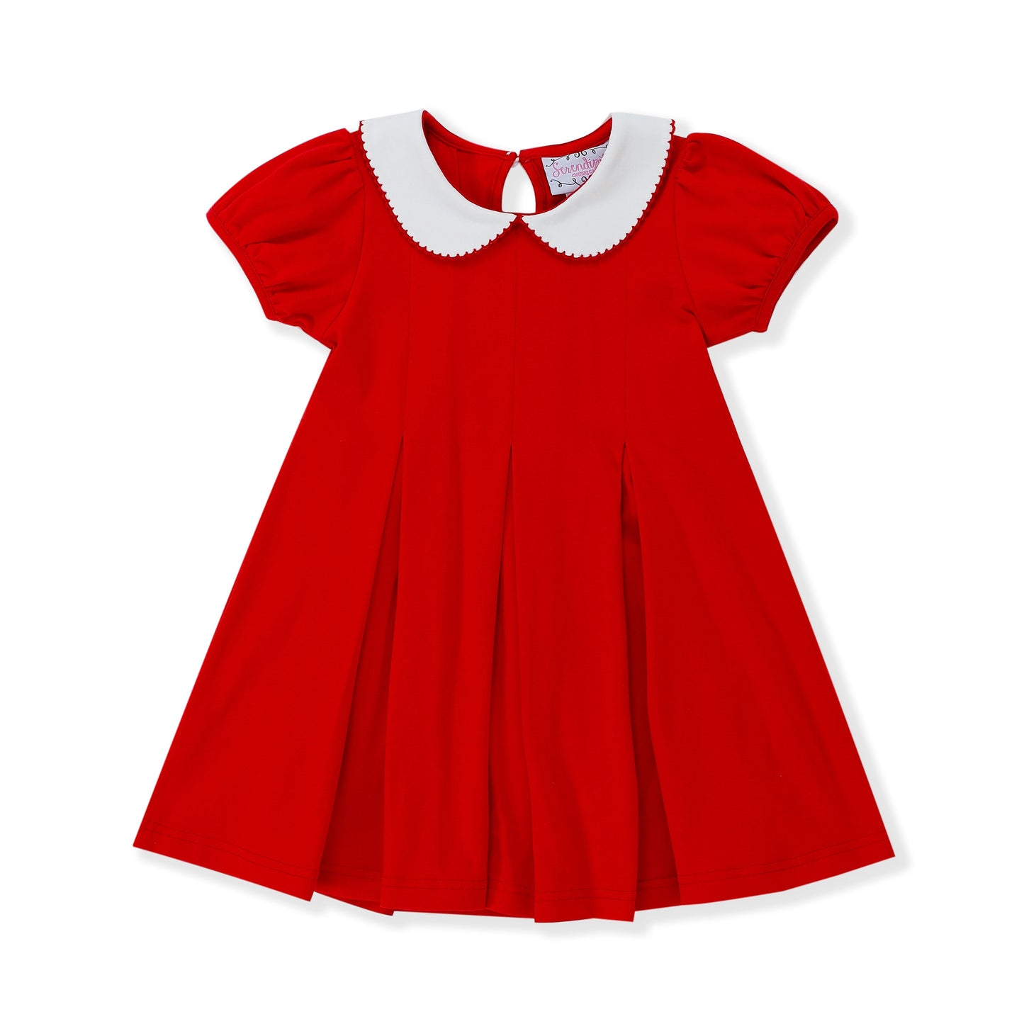 Serendipity Clothing Red Peter Pan Collar Pleat Dress