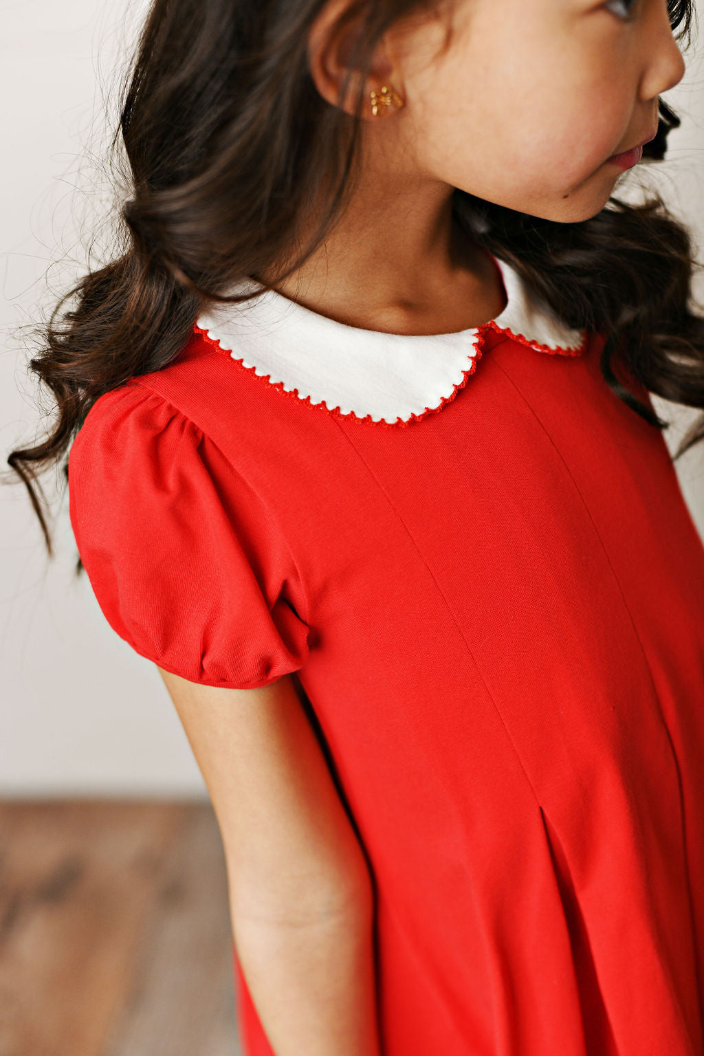 Serendipity Clothing Red Peter Pan Collar Pleat Dress