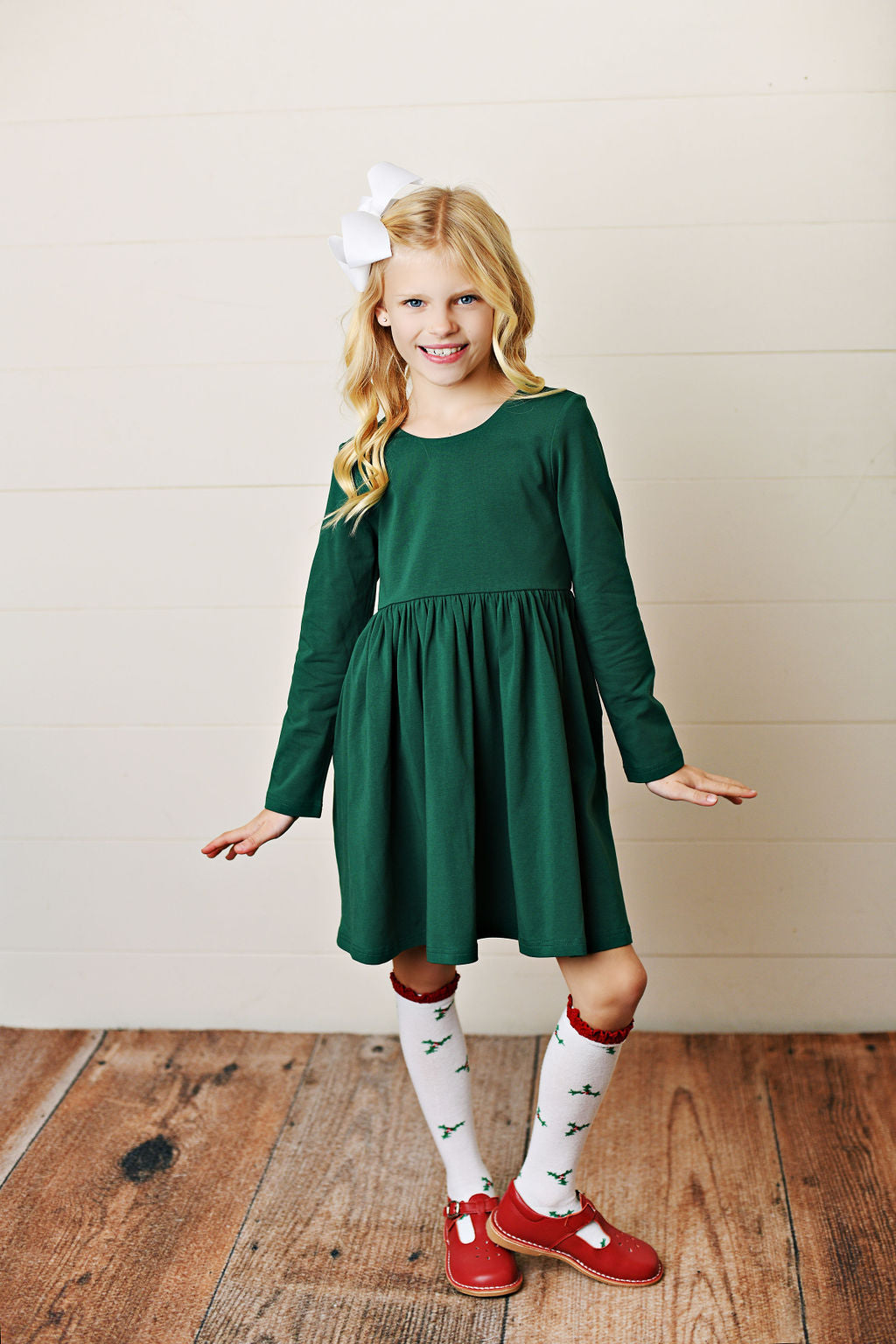 Serendipity Clothing Knit Twirl Hunter Green Pocket Dress