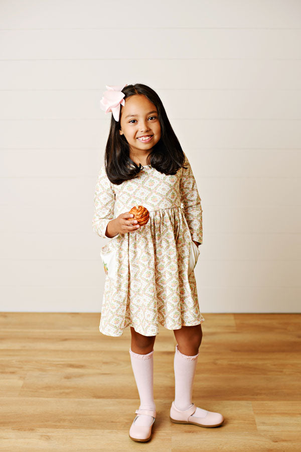 Swoon Kids Harvest Moon Pumpkin Pocket Embroidery Dress Style FW2535