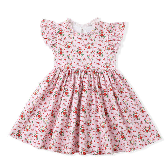 Swoon Kids Crimson Petal Poinsettia Flutter Dress Style FW2544