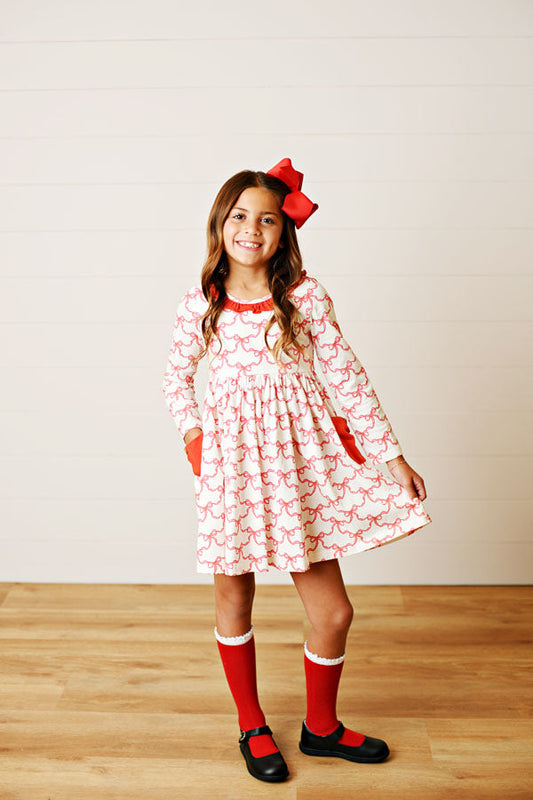 Swoon Kids Ribbon Cheer Pocket Twirl Dress