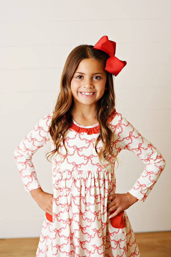 Swoon Kids Ribbon Cheer Pocket Twirl Dress