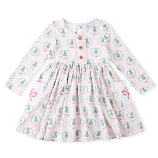 Swoon Kids Pink Christmas Bliss Pocket Dress Style FW2551