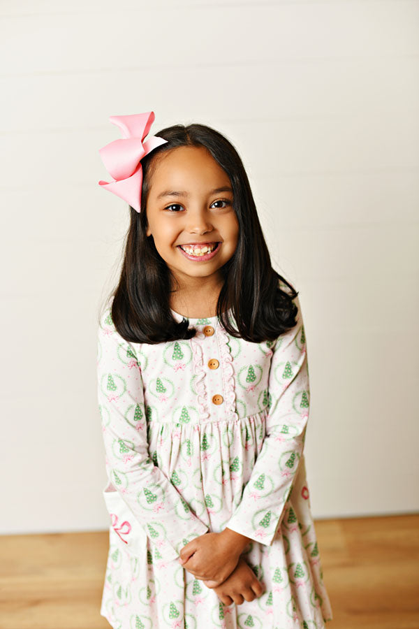 Swoon Kids Pink Christmas Bliss Pocket Dress Style FW2551