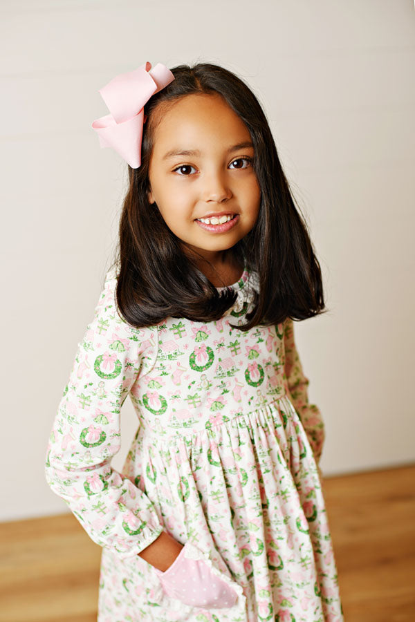 Swoon Kids Christmas Magic Eyelet Trim Pocket Dress Style FW2575