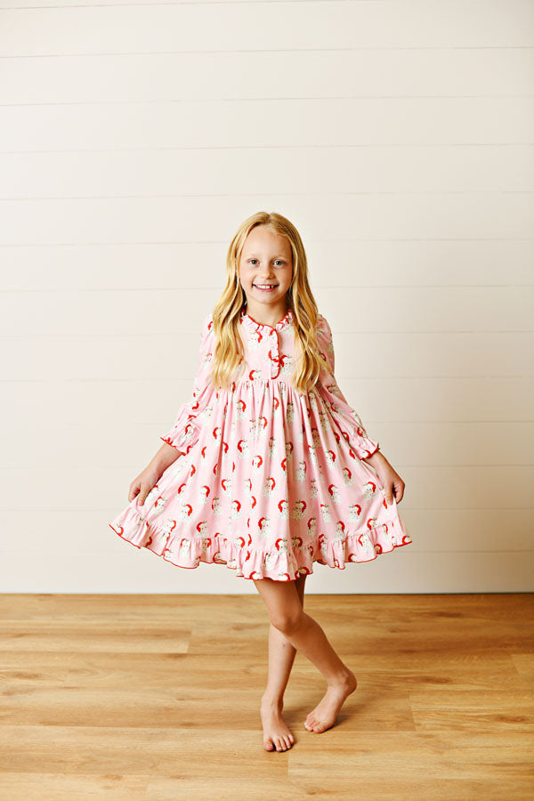 Swoon Kids Santa Baby Pink Butterknit Play Dress Style FW2581