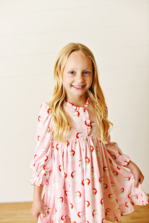 Swoon Kids Santa Baby Pink Butterknit Play Dress Style FW2581