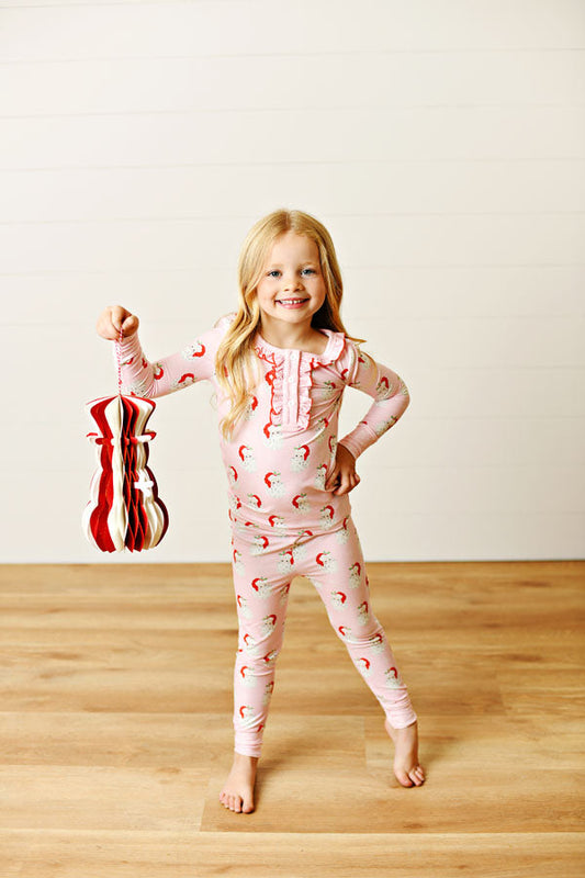 Swoon Kids Santa Baby Pink Butterknit 2 PC Pajama