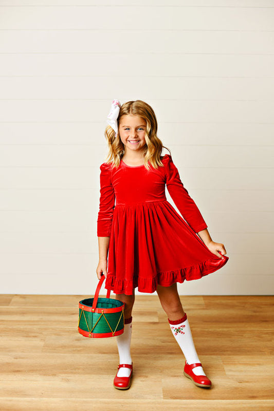 Swoon Baby Crushed Red Velvet Dress
