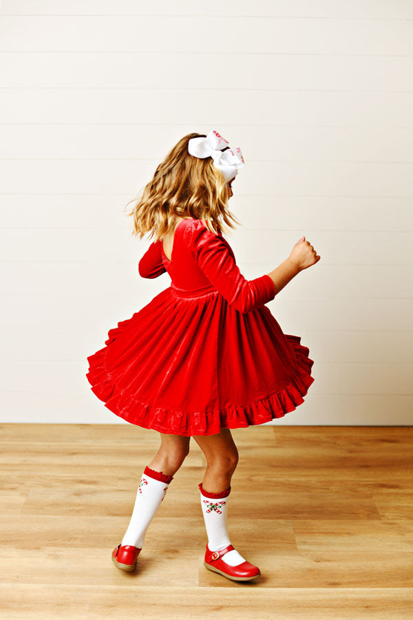 Swoon Baby Crushed Red Velvet Dress