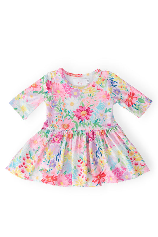 Mila & Rose Field of Flowers 3/4 Twirl Bodysuit