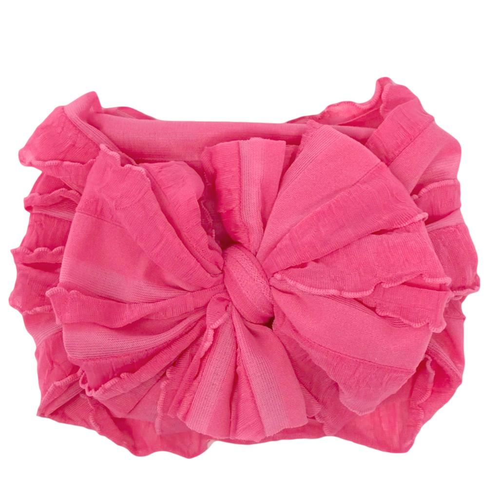 In Awe Couture Ruffled Headband -  Candy Pink
