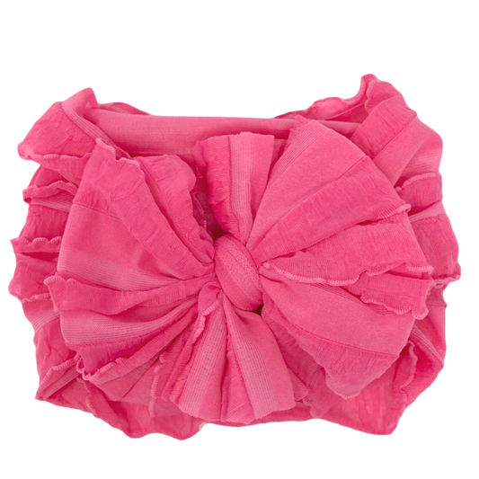 In Awe Couture Ruffled Headband -  Candy Pink