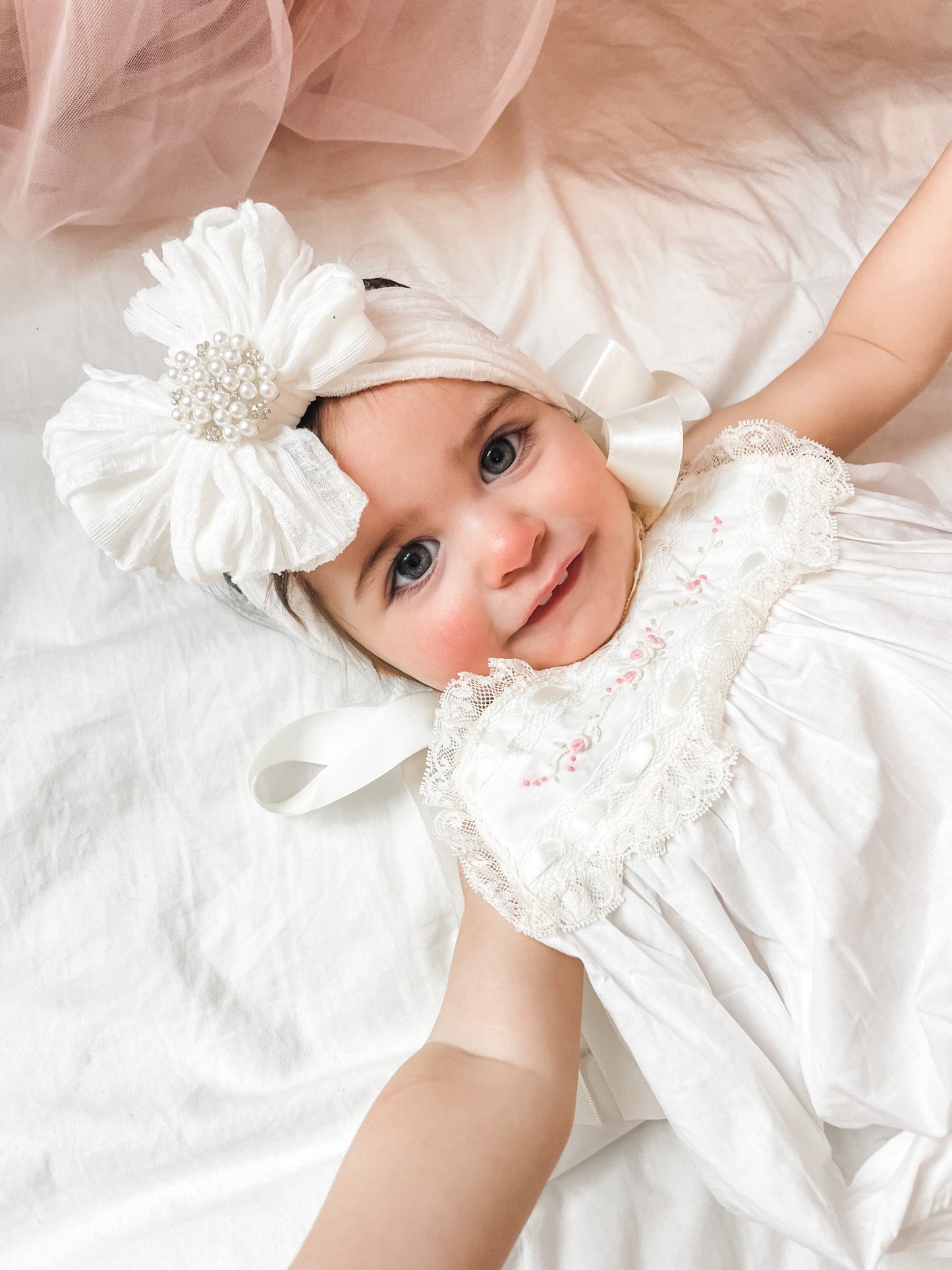 In Awe Couture Pearl Ruffled Headband