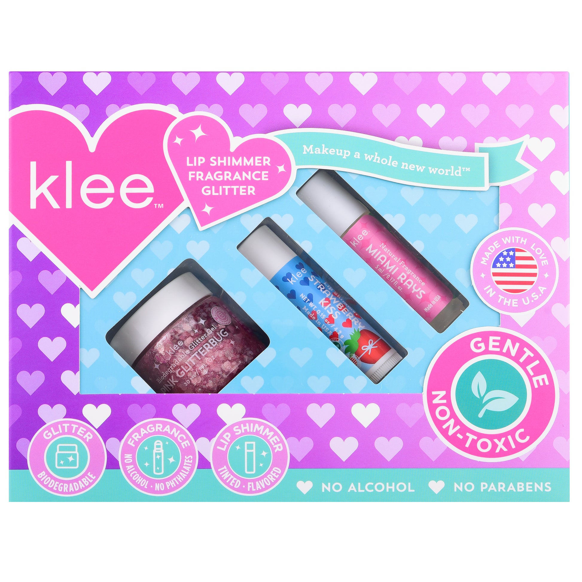 Klee Naturals Upside Down Bioglitter Roll On Fragrance and Lip Shimmer Set