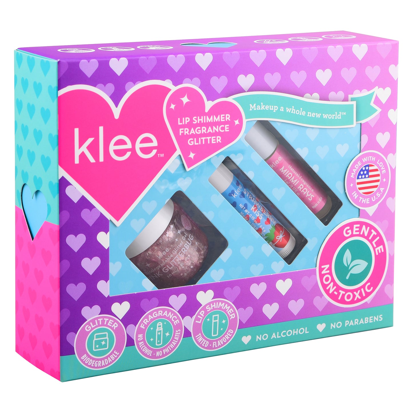 Klee Naturals Upside Down Bioglitter Roll On Fragrance and Lip Shimmer Set