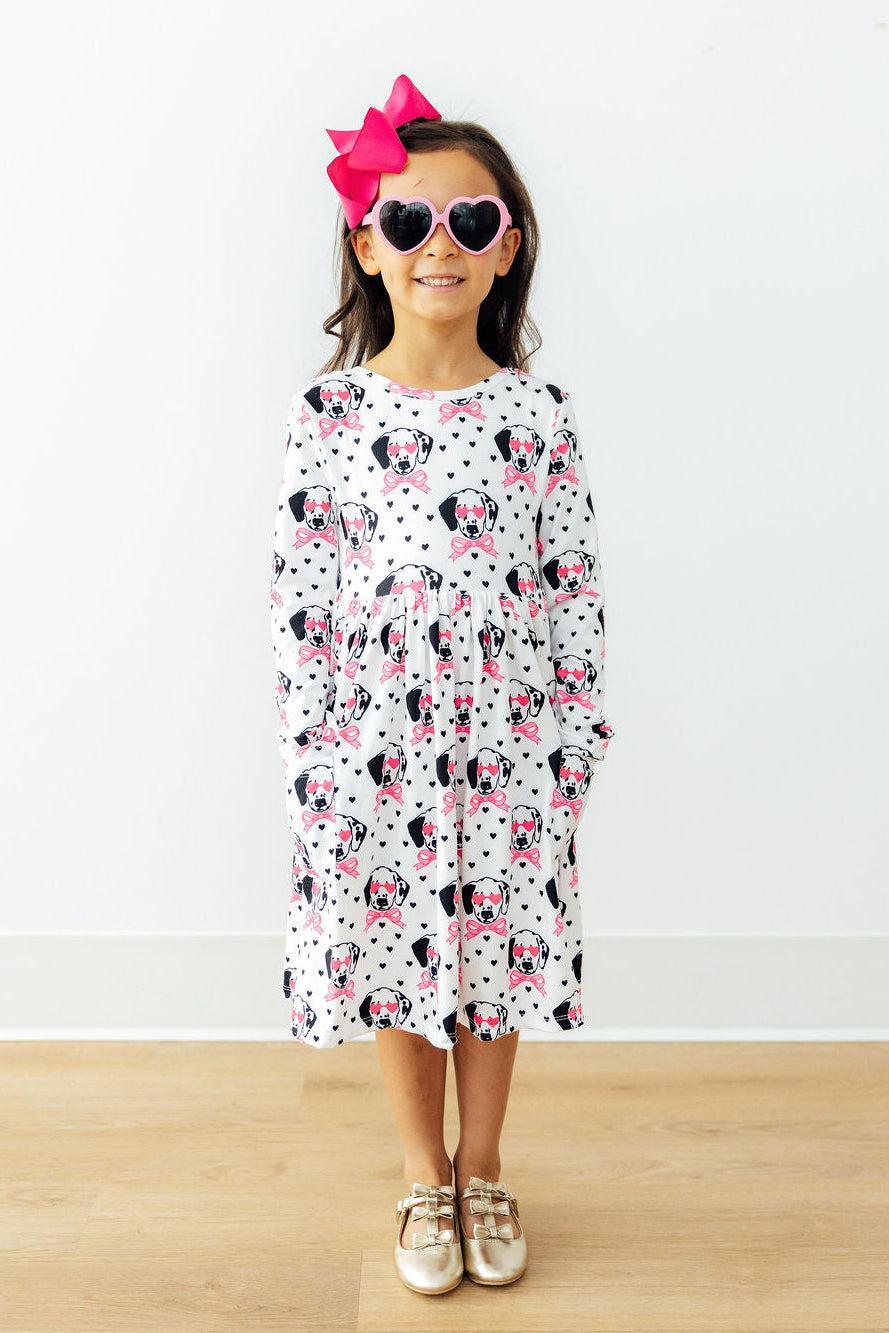 Mila and Rose Love You Spots L/S Pocket Twirl Dress