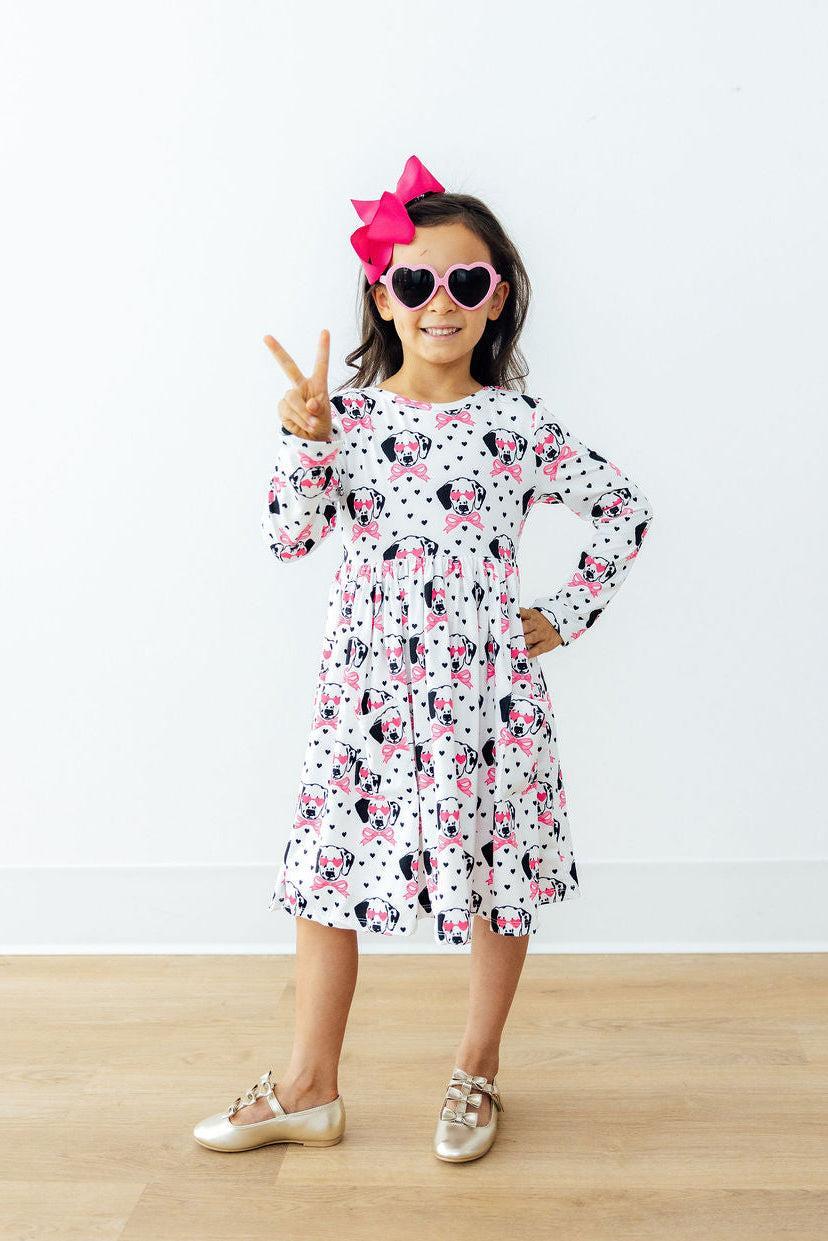 Mila and Rose Love You Spots L/S Pocket Twirl Dress
