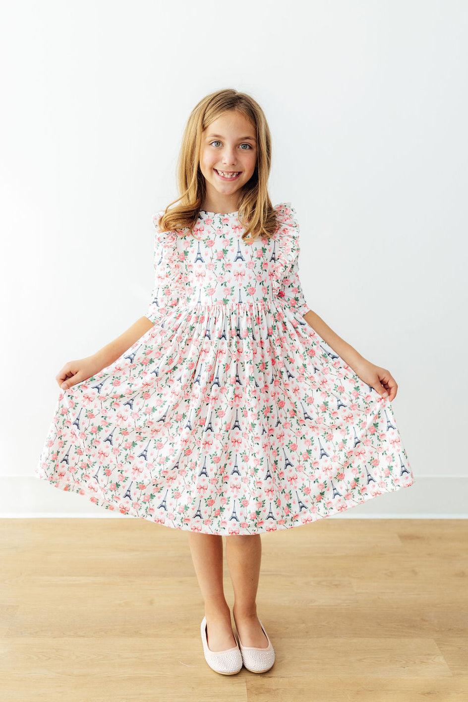 Mila & Rose Mila in Paris 3/4 Sleeve Ruffle Twirl Dress