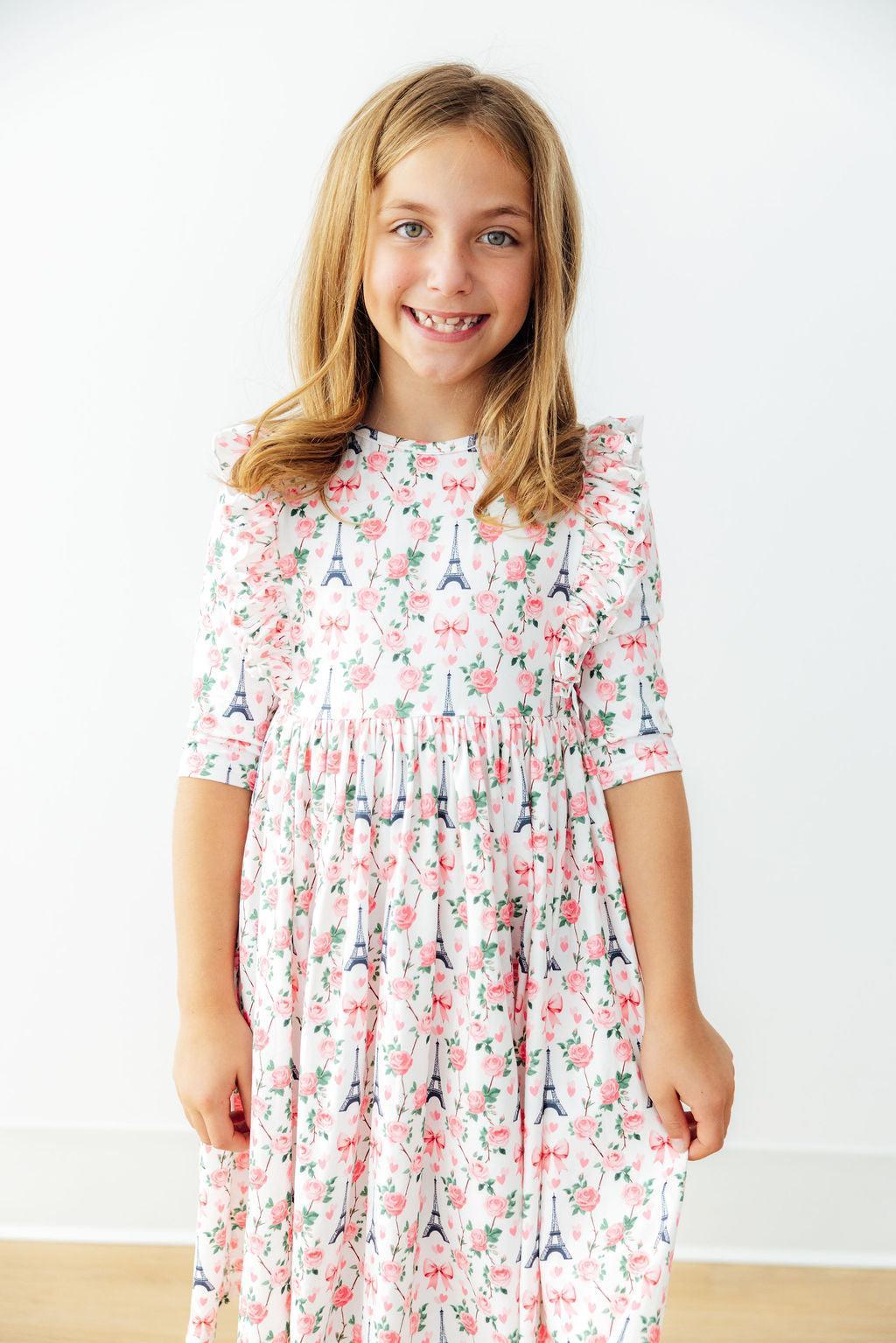 Mila & Rose Mila in Paris 3/4 Sleeve Ruffle Twirl Dress