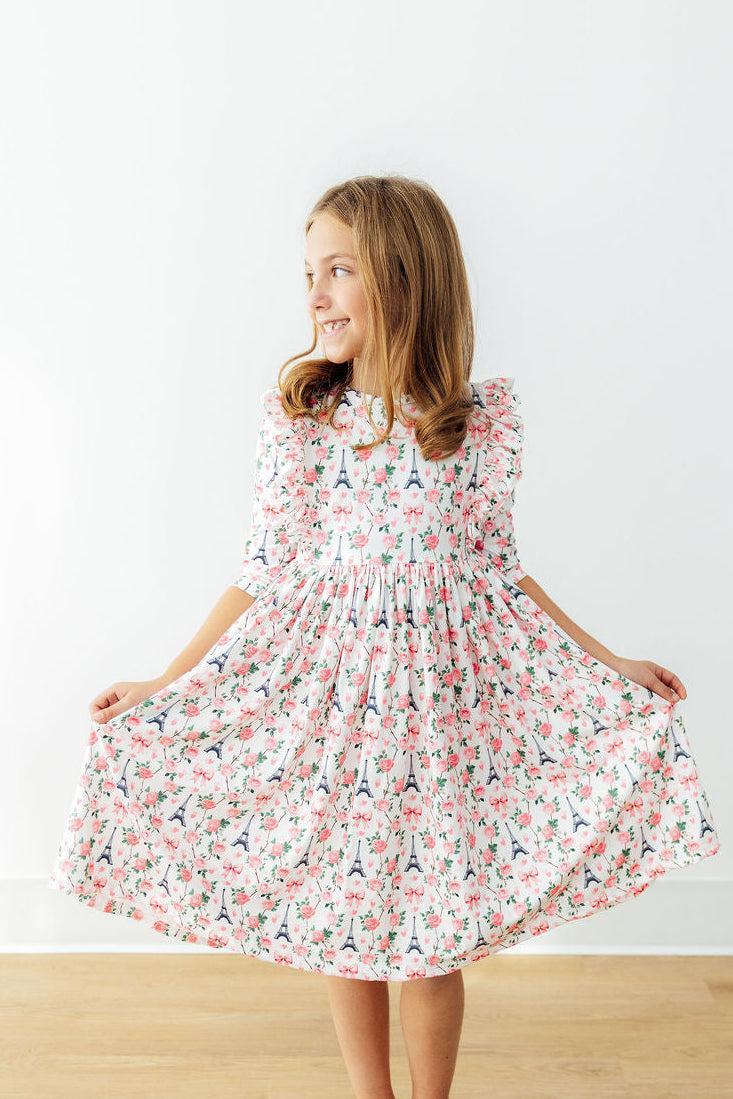 Mila & Rose Mila in Paris 3/4 Sleeve Ruffle Twirl Dress