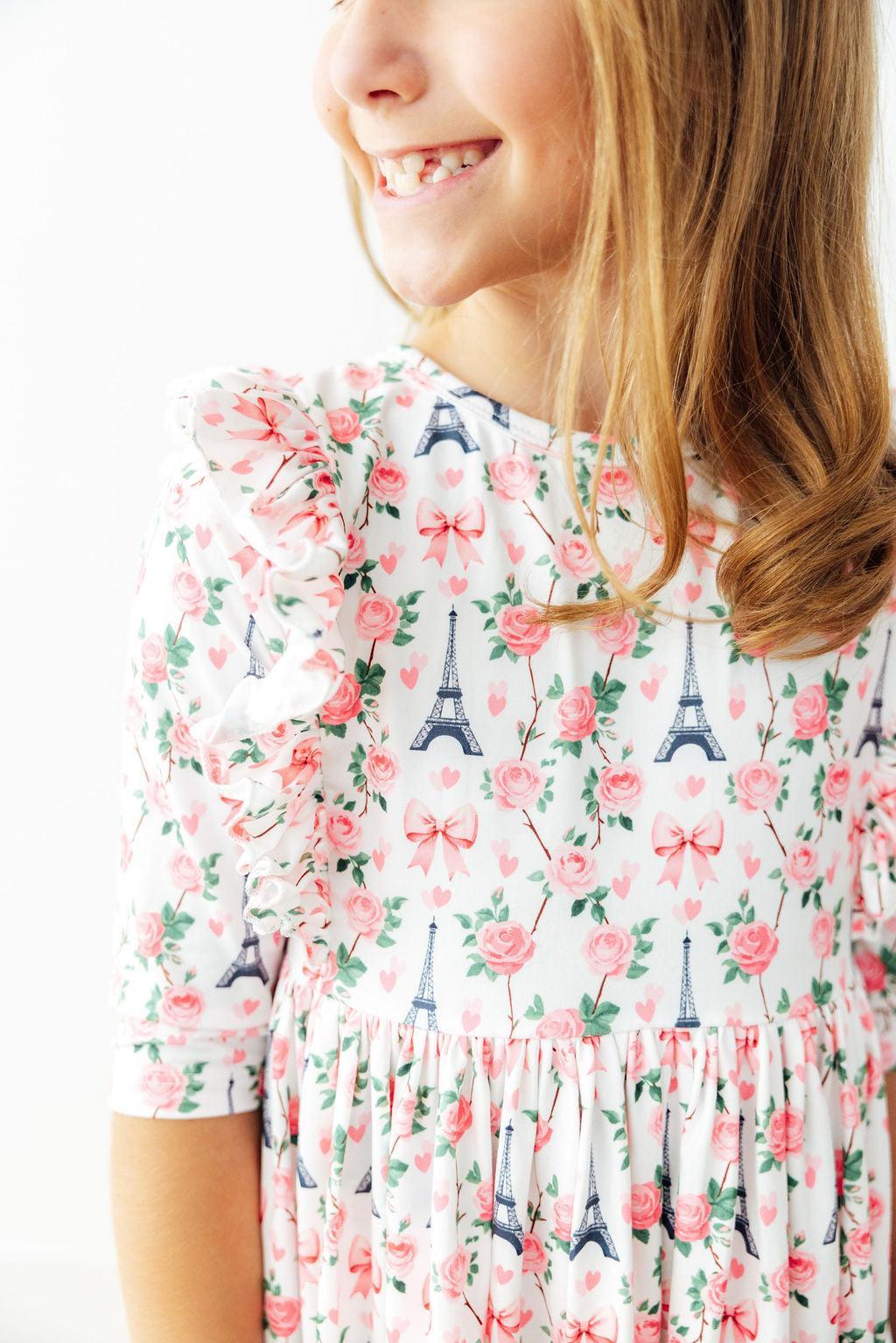 Mila & Rose Mila in Paris 3/4 Sleeve Ruffle Twirl Dress