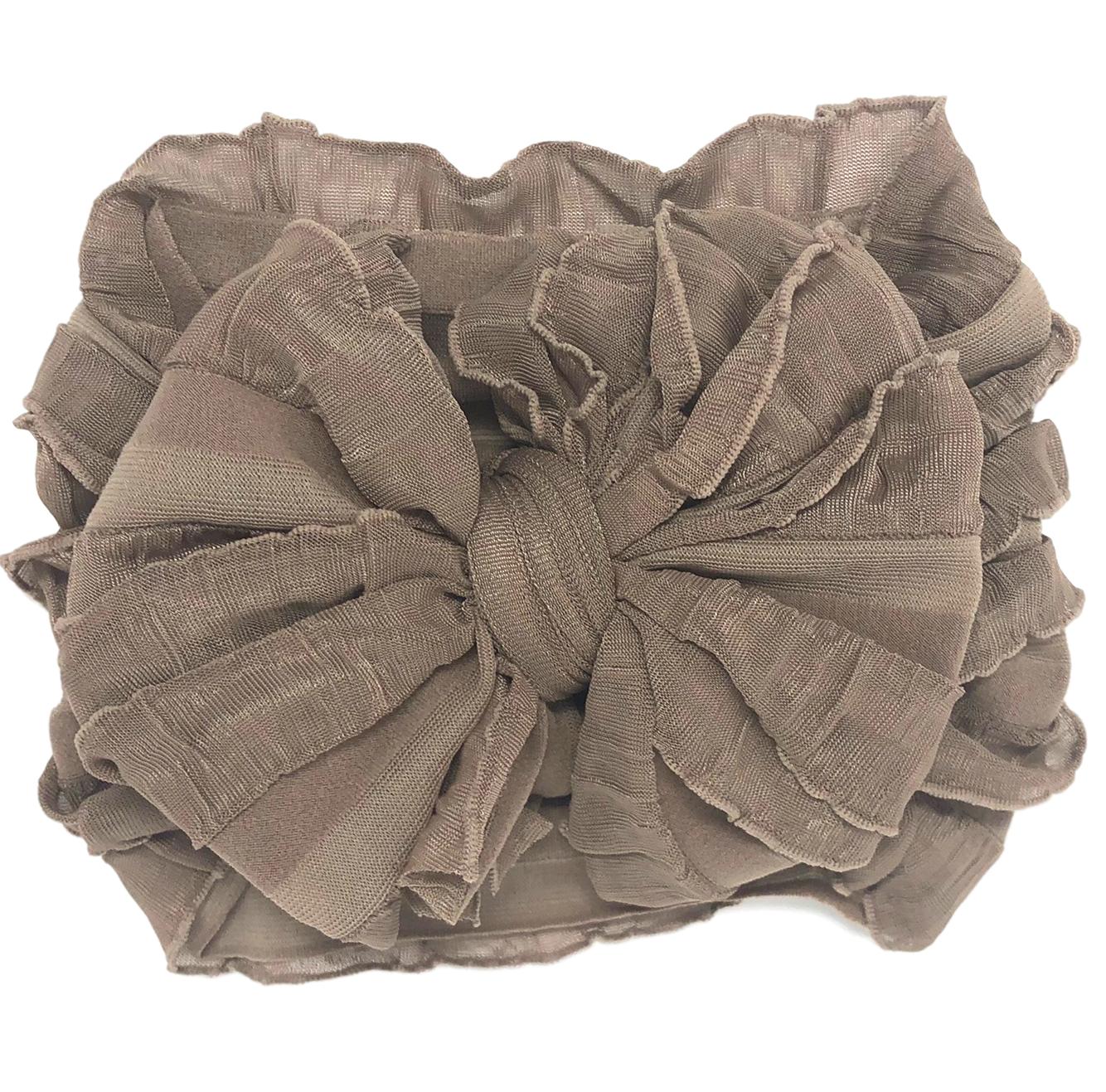 In Awe Couture Ruffled Headband-Mocha