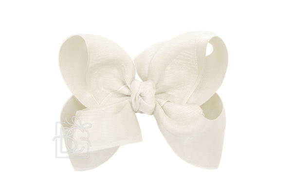 Beyond Creations 5.5" Organza Layered Double Knot Bow on Clip - Antique White