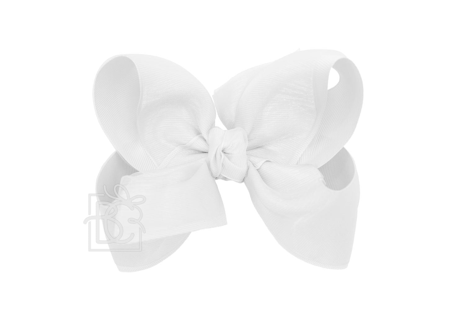 Beyond Creations 5.5" Organza Layered Double Knot Bow on Clip - White