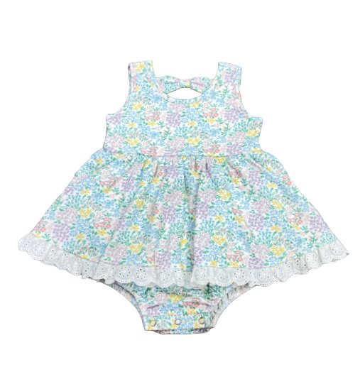 Swoon Baby Ditsy Floral Eyelet Bow Bubble Dress