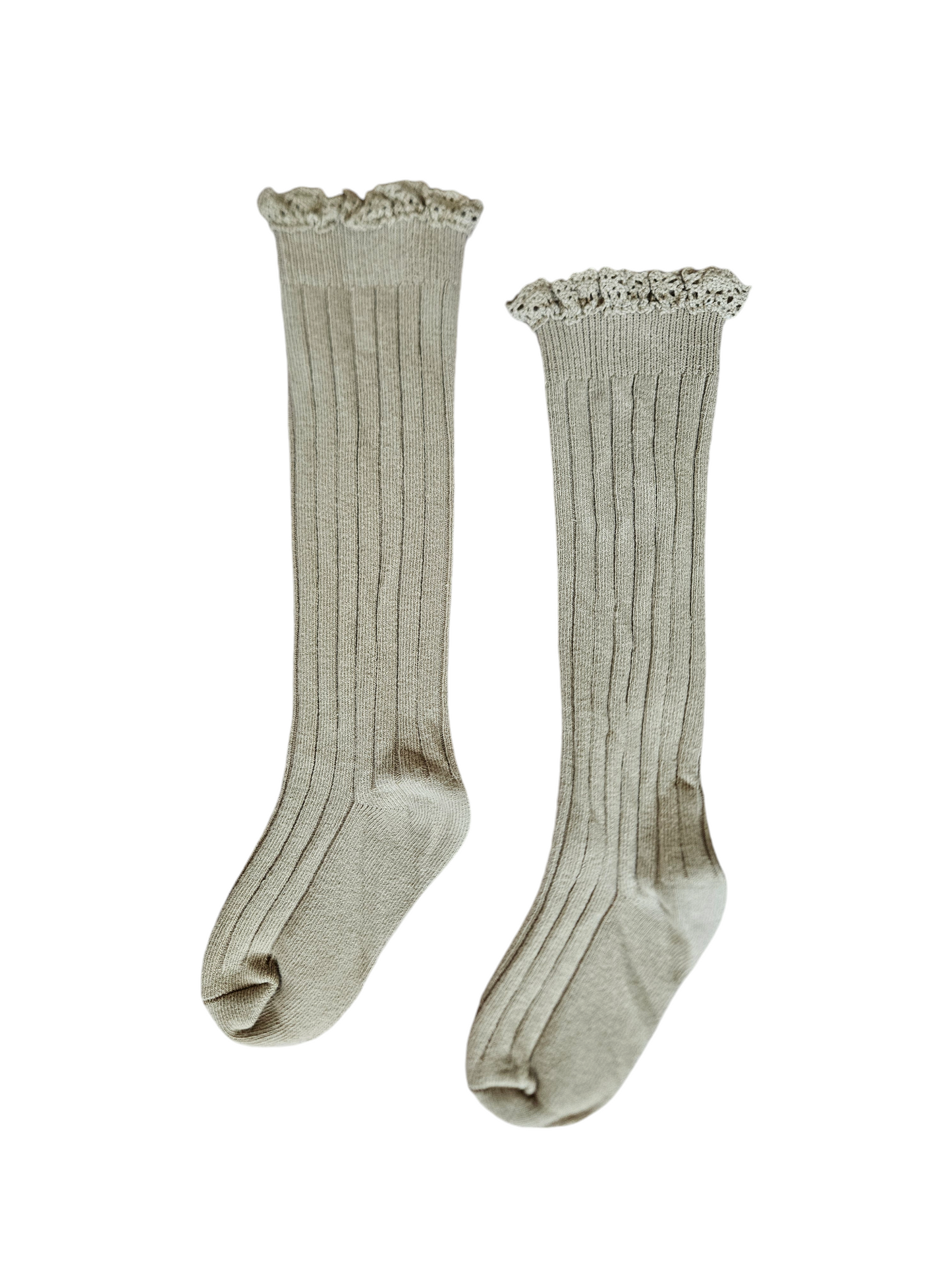 Tan Lettuce Edge Ruffle Socks