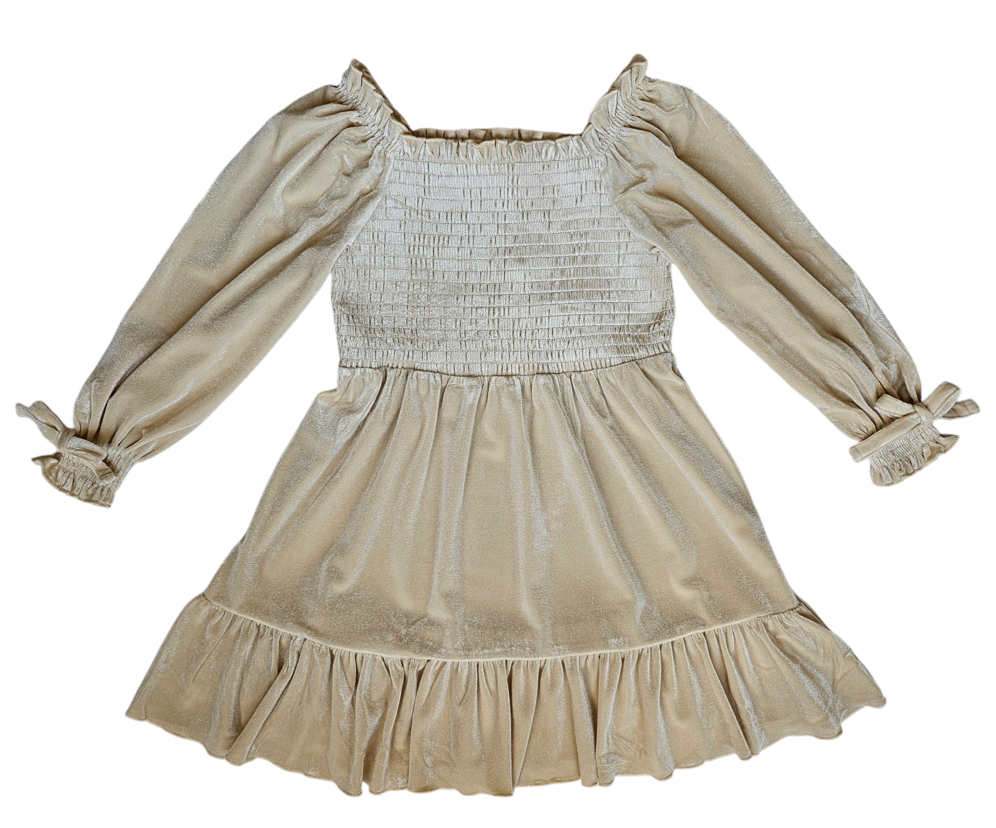 Ivory Velvet Smocked Vintage Inspired Twirl Dress