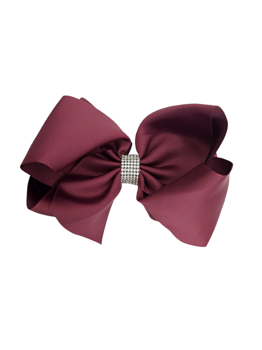 Large Burgundy Hair Bow with Bling