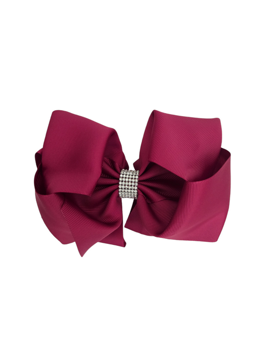 Large Wine Hair Bow with Bling