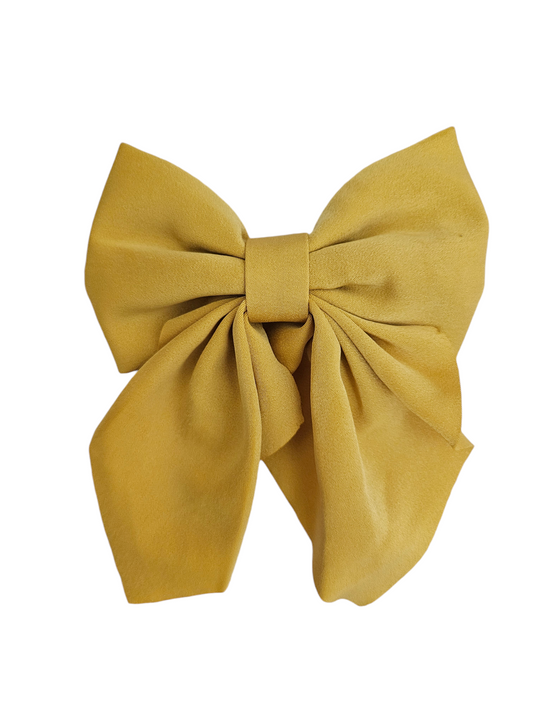 Satin Mustard Bow with Tails