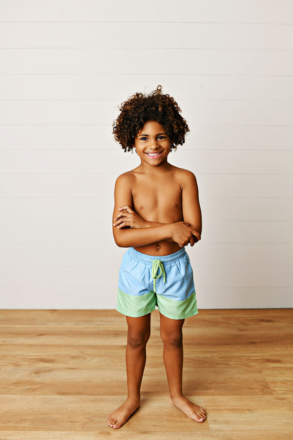 Swoon Kids Watercolor Cherries Block Swim Trunks