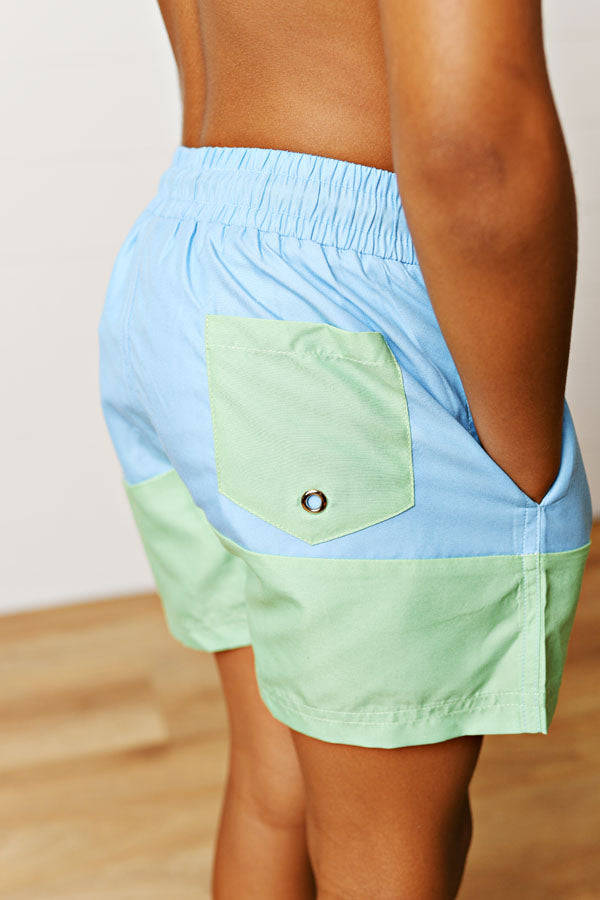 Swoon Kids Watercolor Cherries Block Swim Trunks