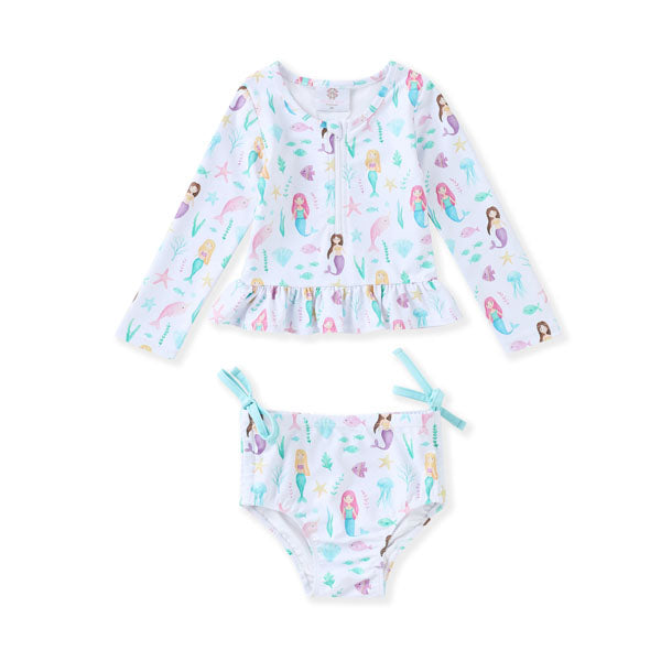 Swoon Kids Mermaid In The Sea Long Sleeve 2 PC Swimsuit